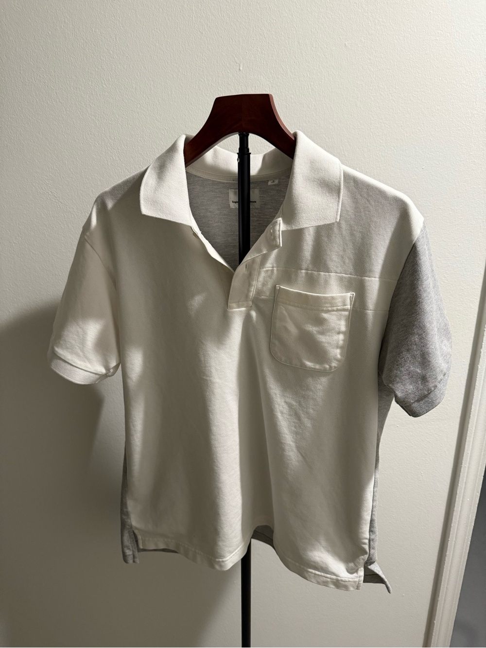 Men's Two-Tone White Polo with Gray Sleeve